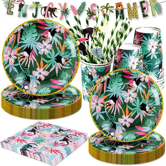 Set de 65 de piese pentru petrecere Formemory, jungle/animale, multicolor