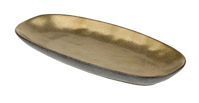 Platou oval Deko Senso Ceylon 25x11.5cm portelan auriu