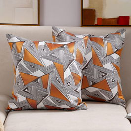 Set de 2 huse pentru perne Basic Model, in, portocaliu/alb/negru, 40 x 40 cm