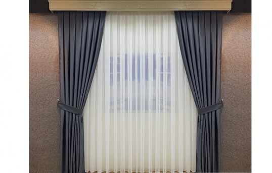Set complet pentru fereastra DRAPERIE Red RIO SATEN ANTRACIT 015+ PERDEA VOAL508