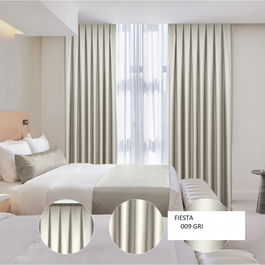 Set complet pentru fereastra BLACKOUT DRAPERIE Red FIESTA SATEN GRI 009+ PERDEA VOAL508