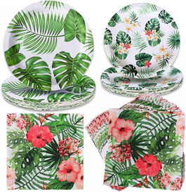Set de vesela pentru petrecere Amycute, hartie, multicolor, stil Hawaiian, 60 piese