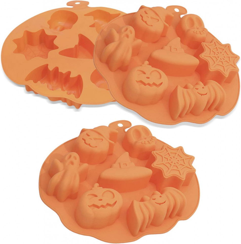 Set de 3 forme pentru prajituri Sinzau, silicon, portocaliu, 26 x 26 x 3 cm