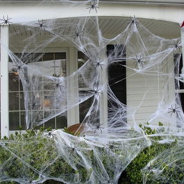 Set panza decorativa si 30 paianjeni pentru Halloween Qipiray, plastic, alb/negru