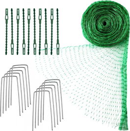 Set plasa de protectie pentru gradina si cleme de fixare Boao, metal/nailon, argintiu/verde, 4 x 10 m