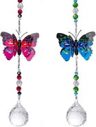 Set 2 decoratiuni suspendate BESTZY, fluture, cristal, multicolor, 32 x 6 cm