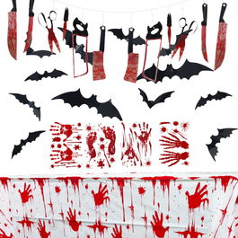Set de 29 decoratiuni pentru Halloween Metaparty, rosu/alb/negru, PVC