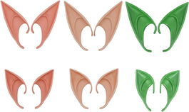 Set de 3 perechi urechi de elf OUQIWEN,latex, verde/roz/roz deschis, 10 x 12 x 5 cm / 8 x 10 x 5 cm