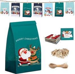 Calendar de advent ASSUGO, 24 pungi, multicolor, 12 x 7 x 21,5 cm