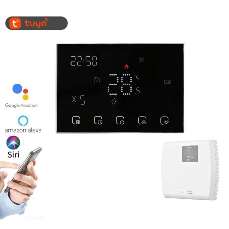 Termostat Inteligent TORWT-40 Portabil, cu WiFi+RF, ecran tactil, pentru centrale pe gaz, incalzire in pardoseala Negru