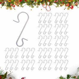 Set de 120 de carlige pentru bradul de Craciun Sunshine, alb, metal, 30mm