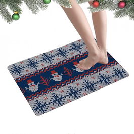 Covoras de baie pentru Craciun Anyingkai, textil, rosu/alb/albastru, 40 x 60 cm