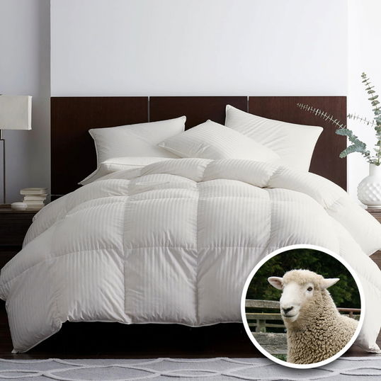 PILOTĂ MATLASATĂ LÂNĂ DAMASC 100% NATURAL - DE IARNĂ - CREM 140cm x 210cm
