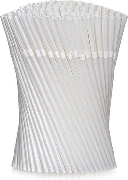 Set de 200 paie biodegradabile pentru bauturi KEYSEACRO, alb, 19,8 cm