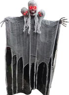 Decoratiune pentru Halloween cu 3 capete FUXHBFB, poliester/PVC, alb/negru, 106 cm