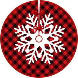 Covoras pentru bradul de Craciun DYWW, textil, alb/negru/rosu, 90 cm