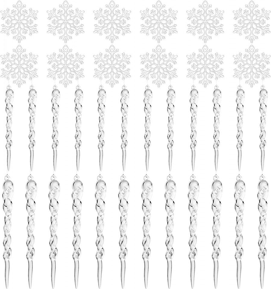 Set de 36 ornamente pentru Craciun LEMESO, transparent, plastic, 5 x 5 cm / 10 cm / 13 cm
