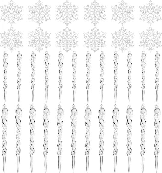 Set de 36 ornamente pentru Craciun LEMESO, transparent, plastic, 5 x 5 cm / 10 cm / 13 cm