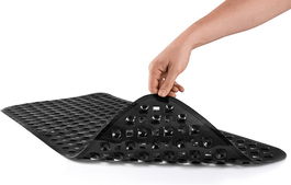 Covoras de baie antiaderent Waveliv, silicon, negru, 88 x 44 cm