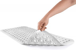 Covoras de baie antiaderent Waveliv, silicon, alb, 88 x 44 cm