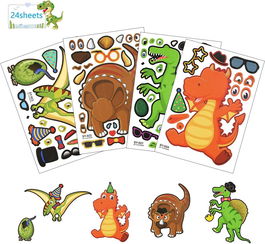 Set de 24 autocolante dinozaur Matogle, hartie, multicolor, 21 x 14,5 cm