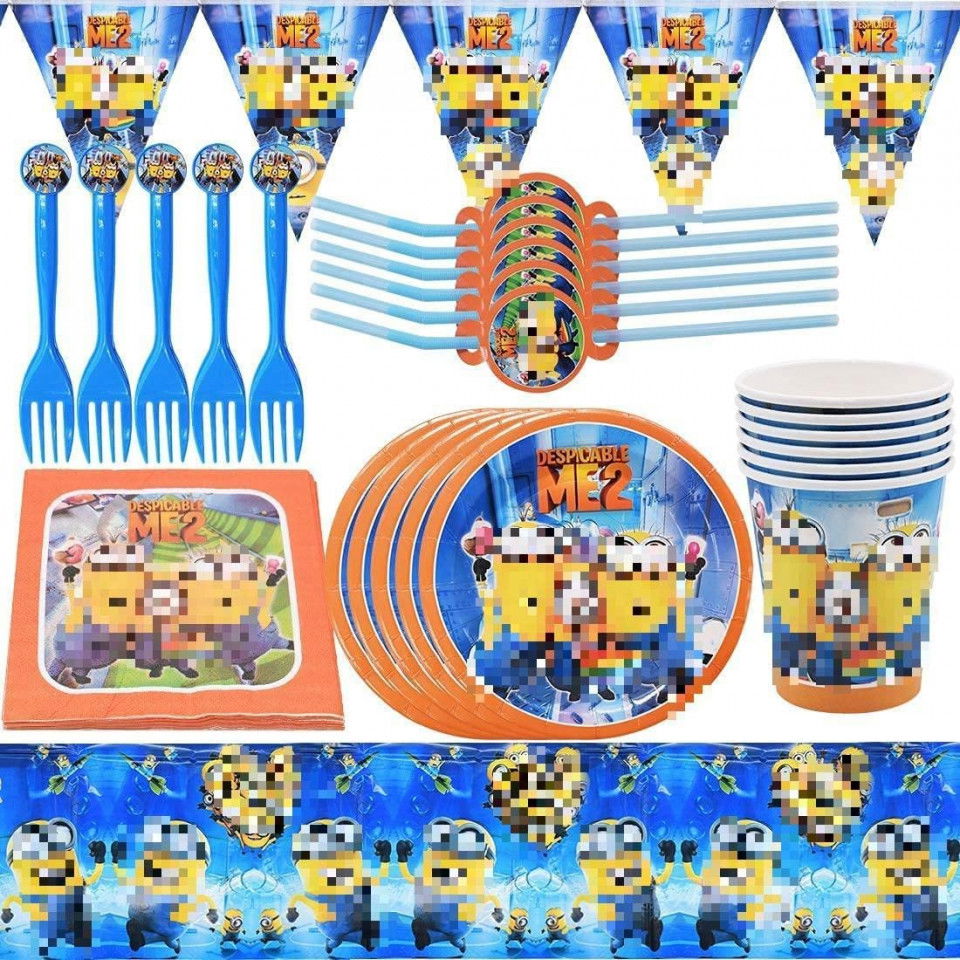 Set de vesela Minioni INTVN, carton, multicolor, 35 piese