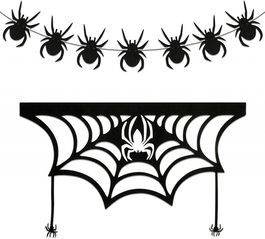 Set de banner si decor de Halloween Qpout, pasla/hartie/plastic, negru, 4 m / 80 x 48 cm