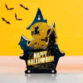 Decoratiune pentru Halloween Ding Yongliang, LED, lemn, multicolor, 16,5 x 23,5 cm