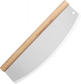Cutit pentru taiat pizza Asdirne, lemn/otel inoxidabil, argintiu/natur, 28 x 11 cm
