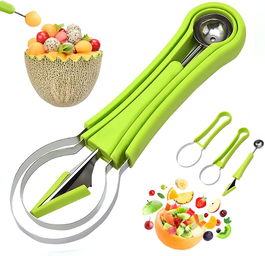 Set de 3 instrumente de sculptura in fructe Cisolen, plastic/otel inoxidabil, verde/argintiu, 21,2 x 7,5 cm/20,1 x5,4 cm/ 19,4 x 2,8 cm