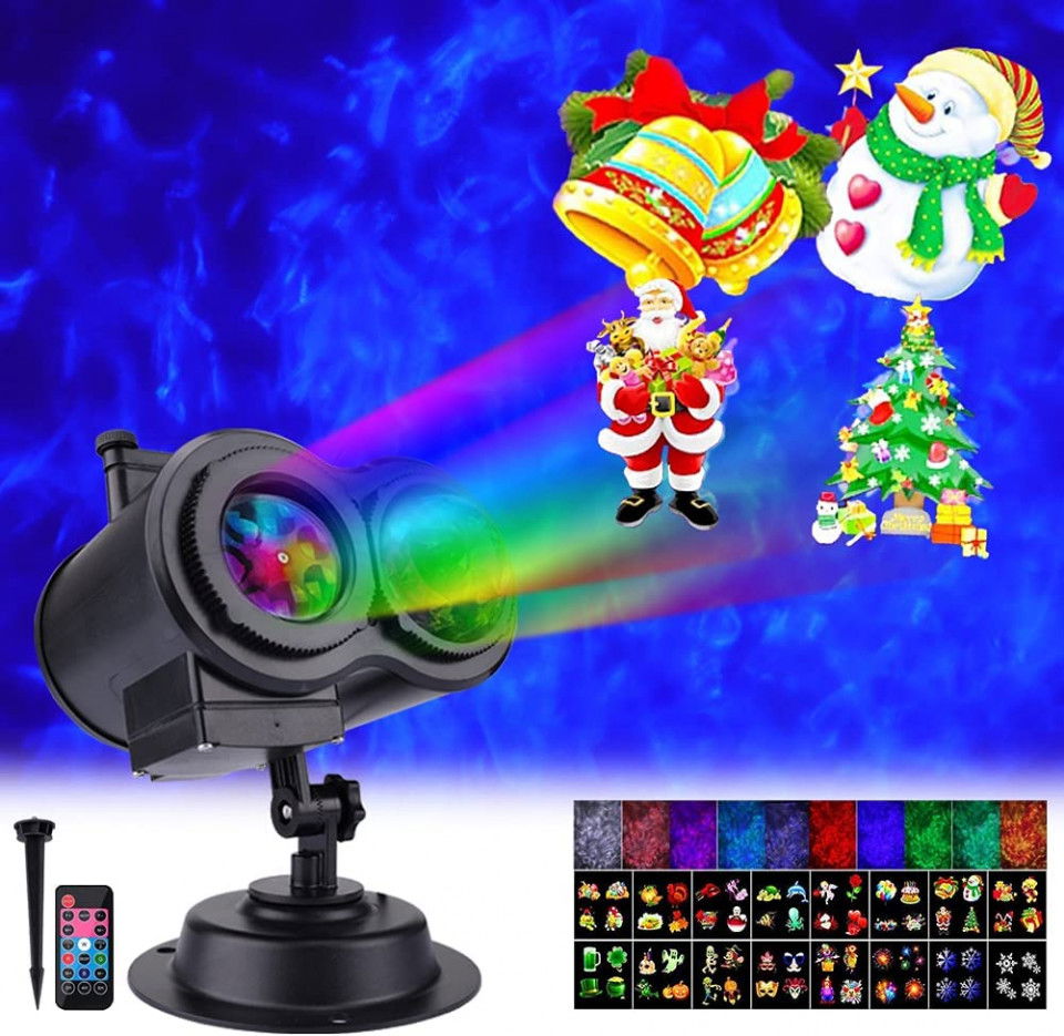 Proiector cu 2 capete K-Bright, LED, ABS, negru, 14 x 32 cm