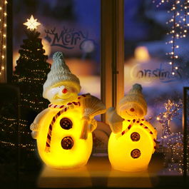 Set de 2 decoratiuni iluminate de Craciun Cclife , LED, ceara, multicolor, 16 x 11 x 7 cm / 12,5 x 9x 7 cm