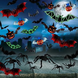 Set de 164 autocolante de Halloween Fyvadio, PVC, multicolor, 7- 30 cm