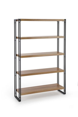 Raft din MDF si metal, Bolevarids Reg-2 Stejar Auriu / Negru, l100xA30xH155 cm