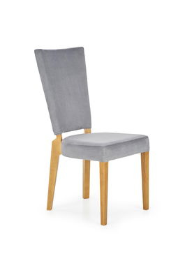 Scaun tapitat cu stofa si picioare din lemn de fag Rivas Gri / Stejar, l43xA58xH94 cm
