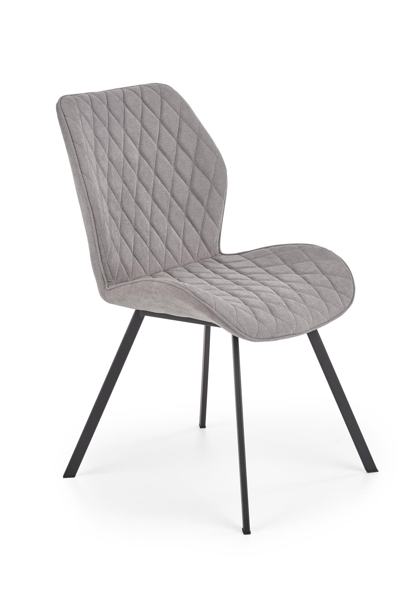 Scaun tapitat cu stofa si picioare metalice Kai-360 Gri / Negru, l51xA64xH90 cm