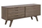 Comoda din furnir, cu 4 sertare si 1 usa A-line Gri, l160xA45xH72 cm