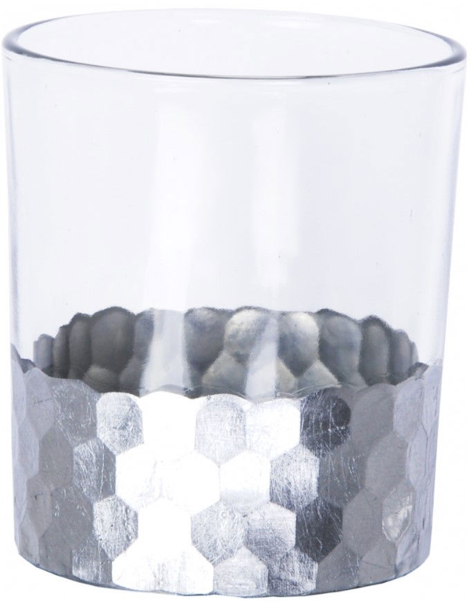 Pahar cu lumanare pastila, Jazz Argintiu, Ø8,8xH10 cm