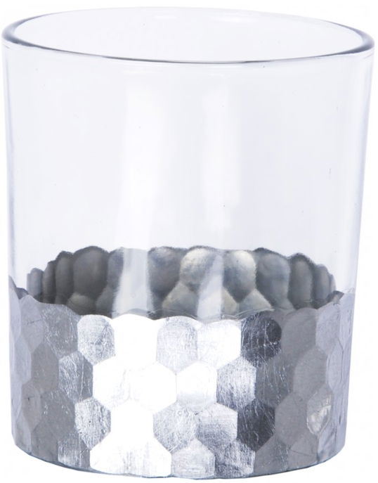 Pahar cu lumanare pastila, Jazz Argintiu, Ø8,8xH10 cm