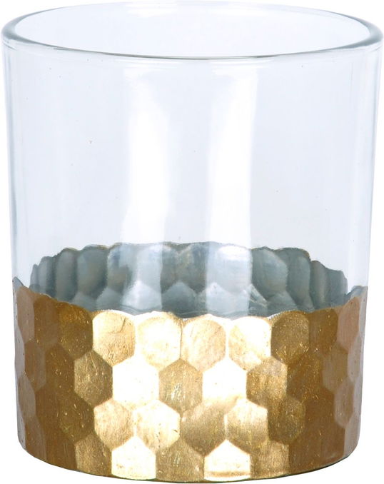 Pahar cu lumanare pastila, Jazz Auriu, Ø8,8xH10 cm