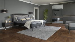 Set Mobila Dormitor din pal, cu pat 200 x 160 cm, 4 piese Diamond Negru / Grafit