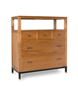 Comoda din lemn si furnir, cu 5 sertare, Madhu Natural, l100xA45xH110 cm