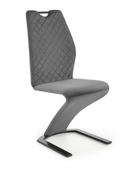 Scaun tapitat cu stofa si picioare metalice, Kai-442 Velvet Gri / Negru, l46xA61xH102 cm