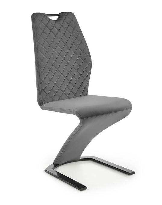 Scaun tapitat cu stofa si picioare metalice, Kai-442 Velvet Gri / Negru, l46xA61xH102 cm