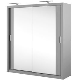 Dulap din pal cu 2 usi glisante si oglinda Idea 16 Gri Mat, l200xA60xH215 cm