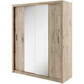 Dulap din pal cu 2 usi glisante si oglinda Idea 03 Stejar San Remo, l180xA60xH215 cm