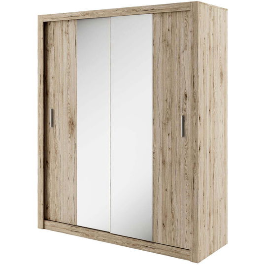 Dulap din pal cu 2 usi glisante si oglinda Idea 03 Stejar San Remo, l180xA60xH215 cm