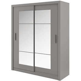 Dulap din pal cu 2 usi glisante si oglinda Idea 02 Square Gri Mat, l180xA60xH215 cm