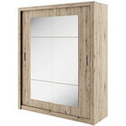 Dulap din pal cu 2 usi glisante si oglinda Idea 02 Square Stejar San Remo, l180xA60xH215 cm