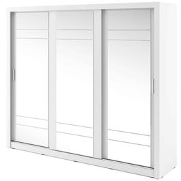Dulap din pal cu 3 usi glisante si oglinda Arti 02 Triple Alb Mat, l250xA60xH215 cm